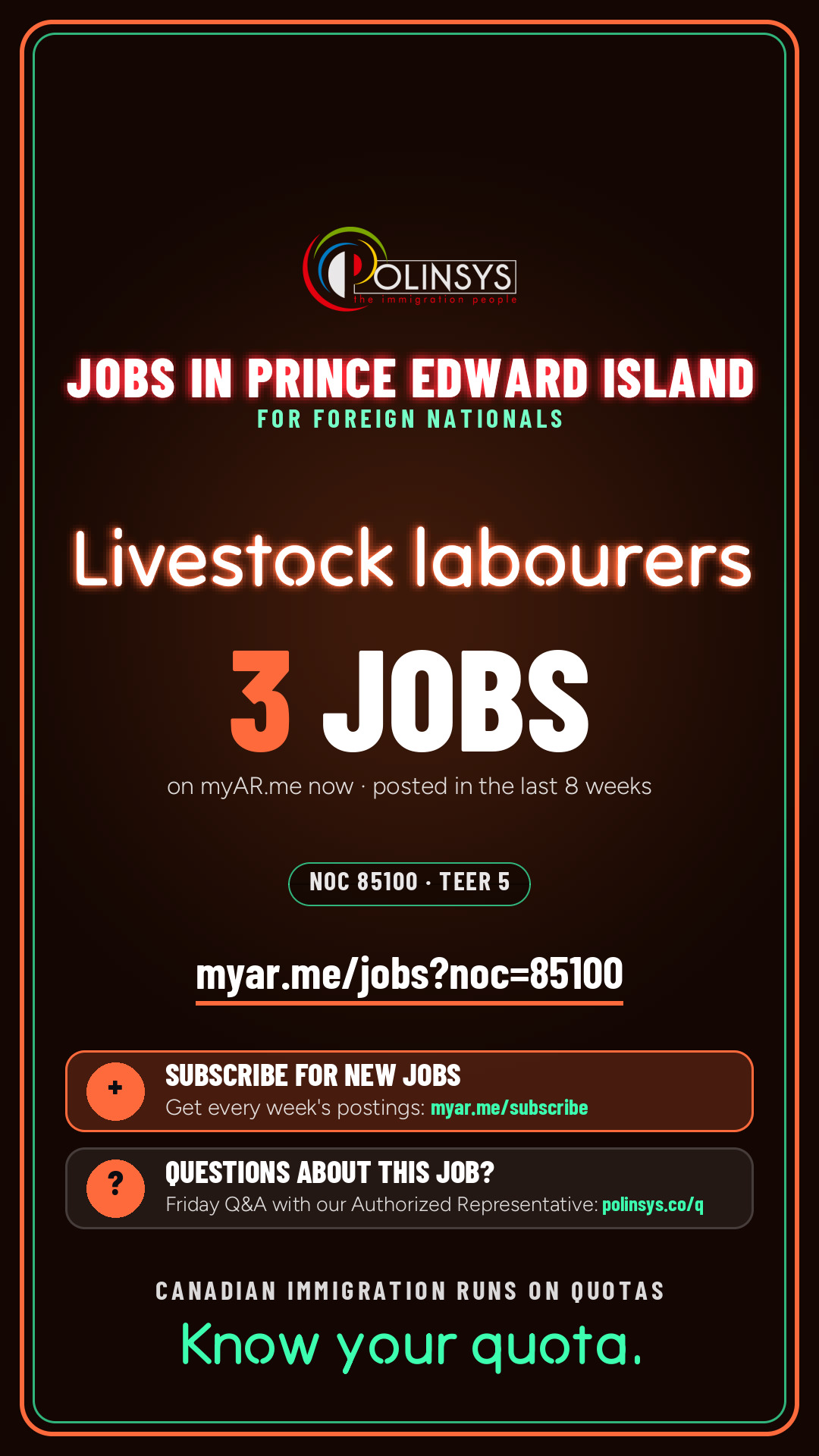 Job card: Livestock labourers (NOC 85100) — 3 jobs on myAR.me