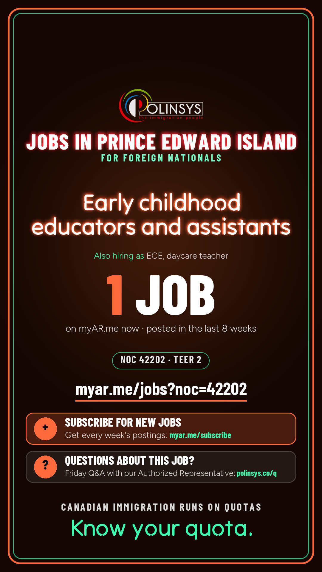 Job card: Early childhood educators and assistants (NOC 42202) — 1 jobs on myAR.me